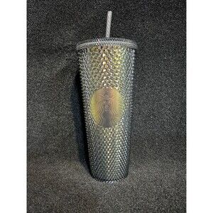 Starbucks Shiny Black Studded 24oz Venti Tumbler  Cold Cup With Straw Halloween